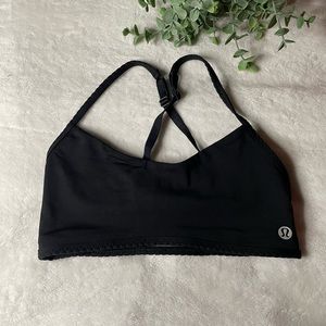 BLACK OPEN BACK LULU SPORTS BRA